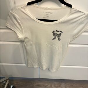 Z Supply Cream Tee with Black Graphic